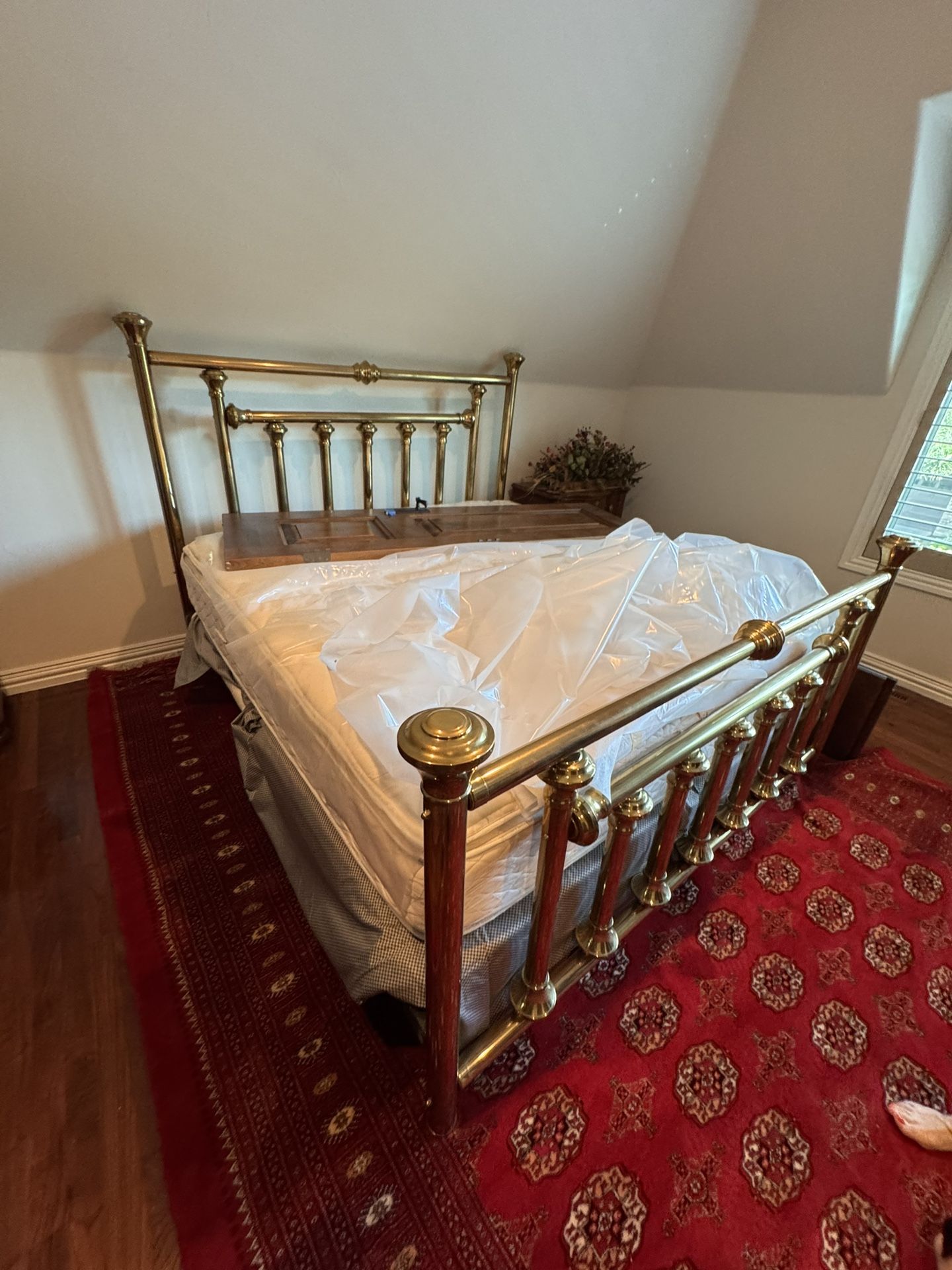 King Sized Brass Bed Frame and Mattress