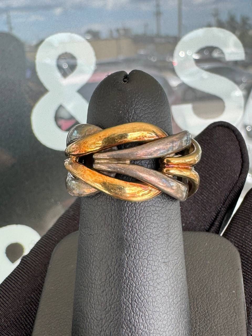 10k yellow gold and silver ring
