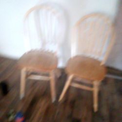 Set of 2 Wood Windsor Dining Chairs