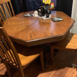 Antique solid wood and glass dining set with 3 chairs
