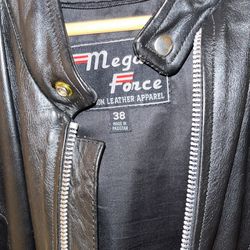 Mega Force Leather Jacket Black Color Size 38
