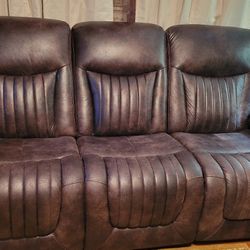  Brown Soft Leather Sofa And Recliner (3 months Old)