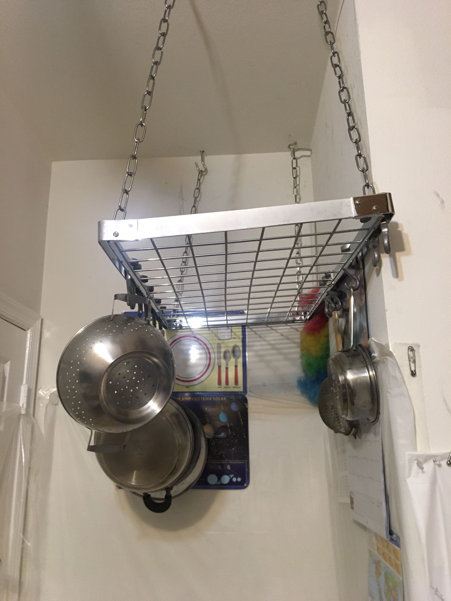 Like New Chrome Ceiling Kitchen Rack with all its Parts 