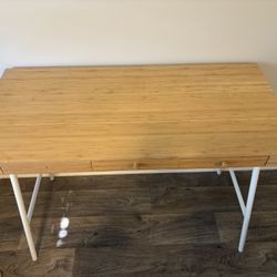 Modern Bamboo And Metal Desk