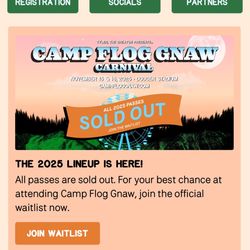 Camp Flog Gnaw Tickets (x4)