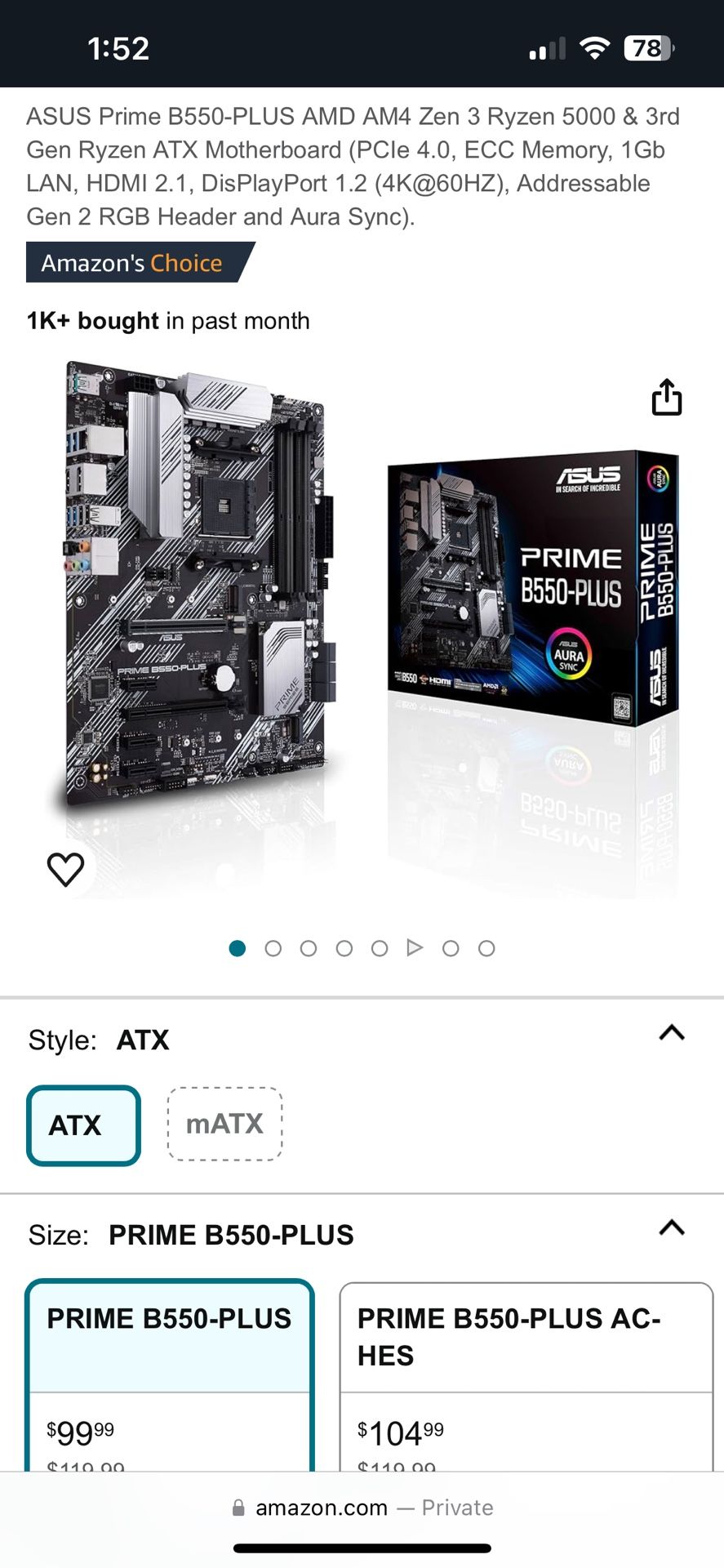ASUS Prime B550-PLUS AMD AM4 Zen 3 Ryzen 5000 & 3rd Gen Ryzen ATX Motherboard