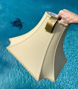 ⭕️ New Canterbury Roseart 17” Beige Silk Lamp Shade Scalloped Spider
