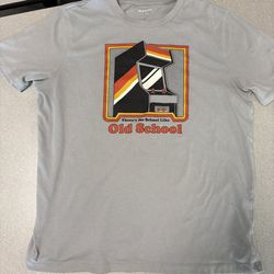 Old Navy Men's Gray Retro Arcade Graphic Cotton Crew Neck Short Sleeve T-Shirt S