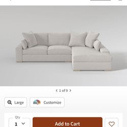 Living Spaces Shore 119” Sectional Sofa – Like New (Jan 2025)