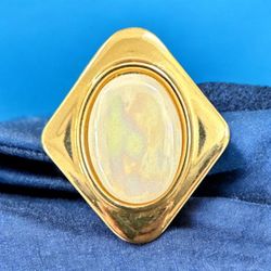 JERI-LOU Carded Scarf Clip Gold Tone Diamond Cream Lined Cab NWOT