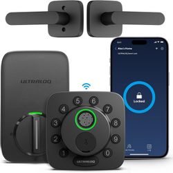 ULTRALOQ Bolt SE WiFi Smart Lock w/ Handle – Fingerprint, App Control, Keyless Deadbolt, Works w/ Apple Alexa Google
