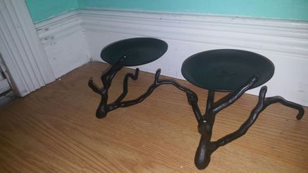 Partylite..black iron candle pillar holders set of 2...very pretty!!