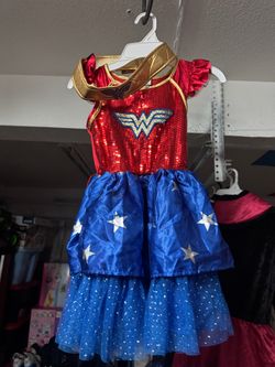 Small kids Wonder Woman Girls Costume Dress with Tiara