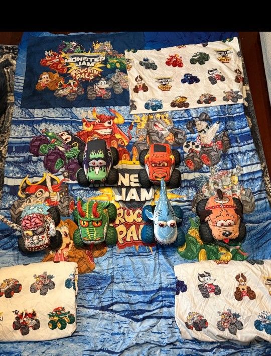 Monster Truck Comforter Set Twin With Plush Trucks