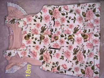 Baby rose gold and white floral dress with ruffle shirt