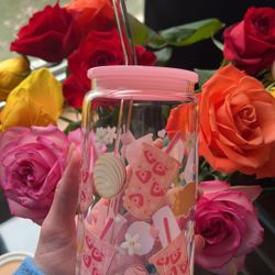 Custom Glass Cups Pan Dulce Y Fresas 