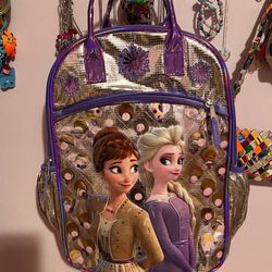 Frozen Anna & Elsa Shinny Large 16" Backpack