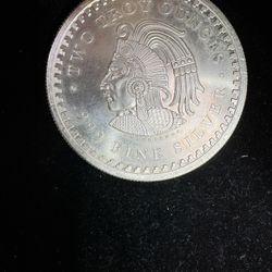 Two Onz Mayan Calendar Silver Coin .999 Fine Jewelry 