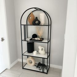 brand new black arch marble bookshelve with all decor