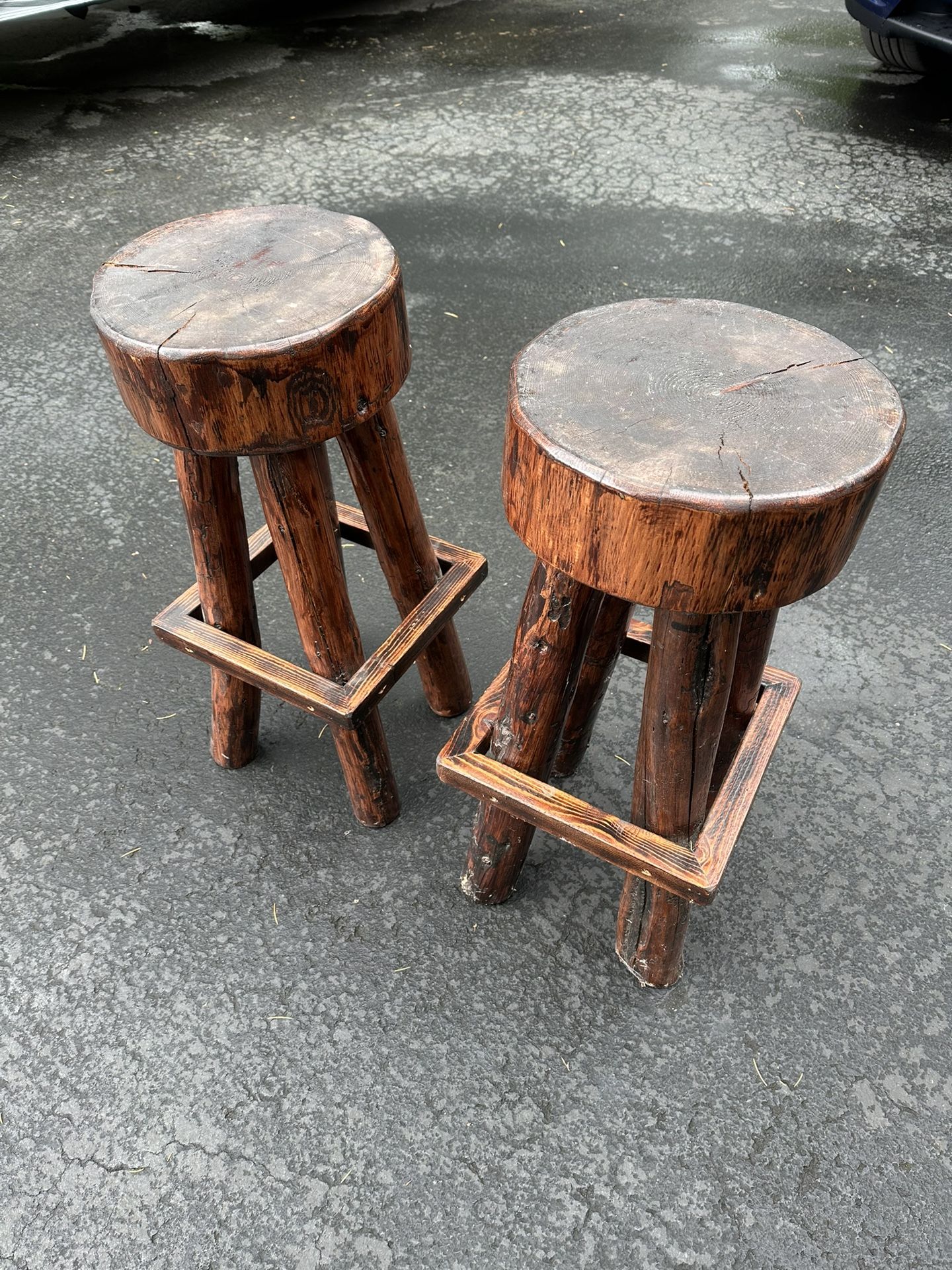 Vintage Wood Log Style Bar Chairs 30’