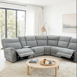 Gray Power Sofa Sectional w/ Integrated Cooler Console