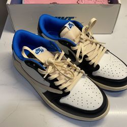 Jordan 1 Low OG Fragment x Travis Scott DM7866-140 White Black Blue Size 9.5 M