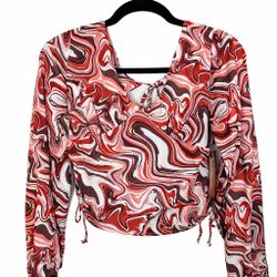 Blusa estampada tipo marble manga larga (2 vistas)