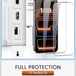 for iPhone 17 Pro Max Screen Protector【Easy Perfect Fit】Bubble free & Auto Dust Removal, 9H Military Grade Shatterproof HD Tempered Glass Screen Prote