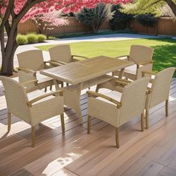 7 Piece Outdoor Dining Table Set 
