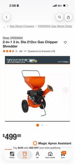 2-in-1 3 in. Dia 212cc Gas Chipper Shredder