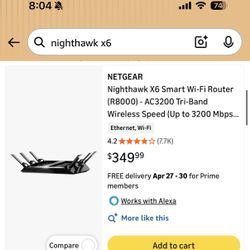 Netgear Nighthawk X6 Wifi router 