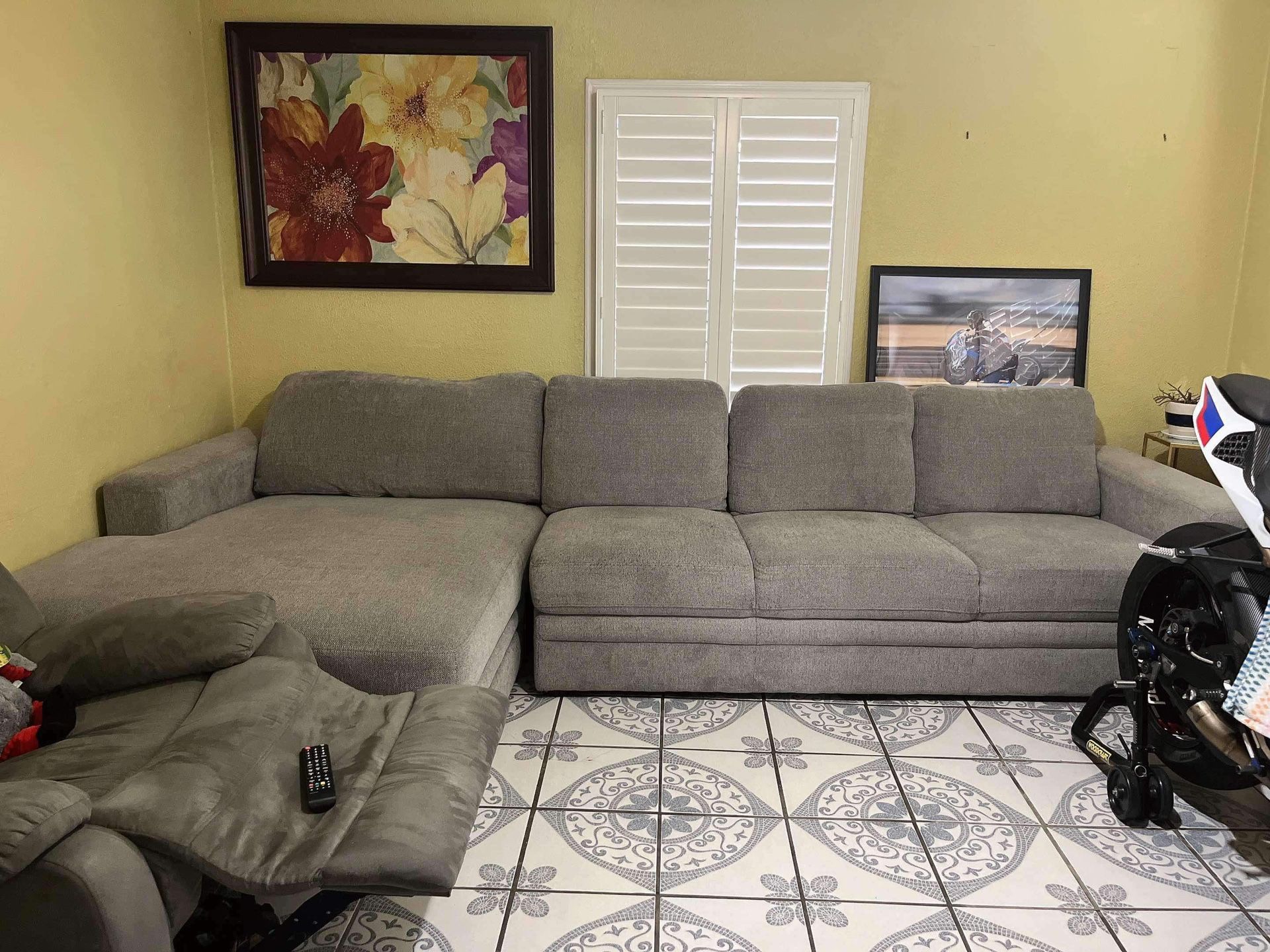 Coddle Aria Fabric Sleeper Sofa with Reversible Chaise Gray