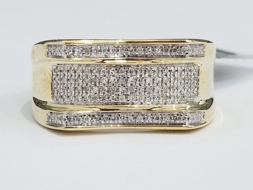 10k Yellow Gold Diamond Wedding Bridal Ring Mans Ring Band