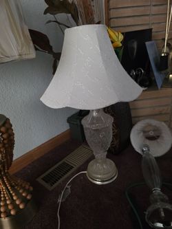 The glass lamp with light bulb.