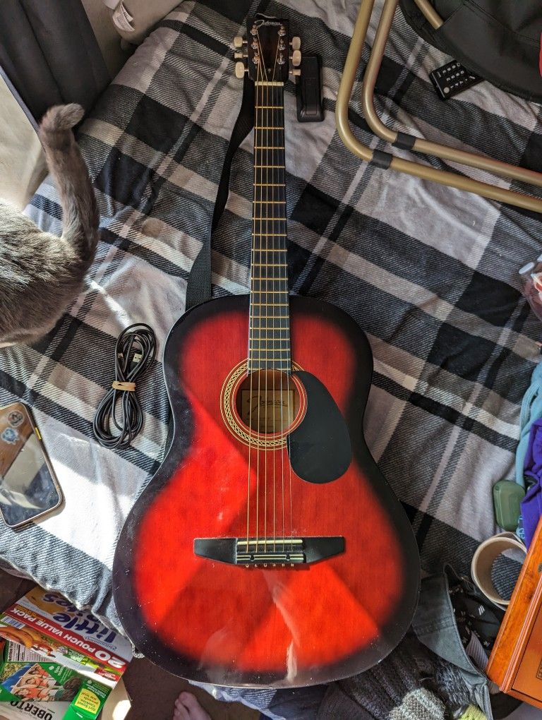 Red 6 String Acoustic Guitar