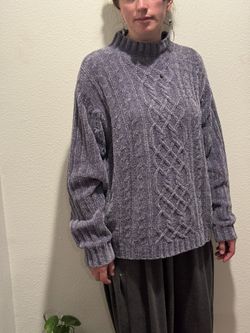 Cottagecore Purple Crushed Velvet Sweater
