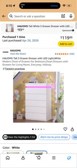 Dresser w led light