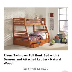 Twin Over Full Bed With 2 Drawers 