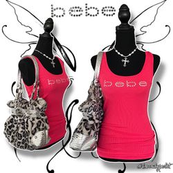 Vintage Y2K BeBe McBling Tank Top in "Coral Pink" with Rhinestone Logo
