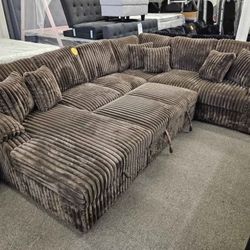 Brown Sectional Pull Out Sofa With Storage 
