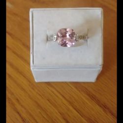 New .925 Sterling Silver Pink Topaz Ring Size 7 