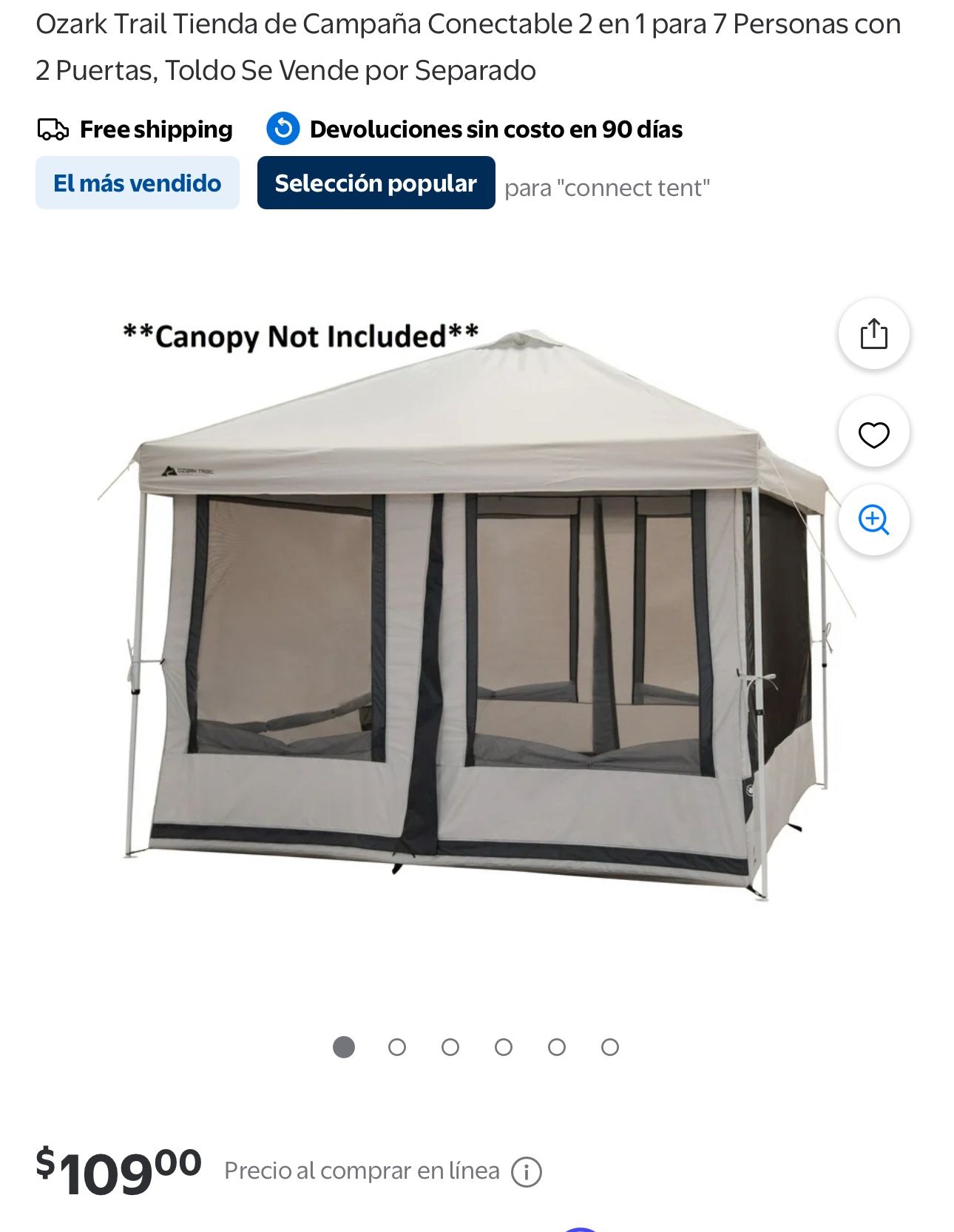 Ozark Trail Tienda de Campaña Conectable 2 en 1 para 7 Personas con 2 Puertas,