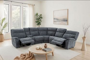 Brand New Charcoal Gray Power Recliner Sectional Sofa