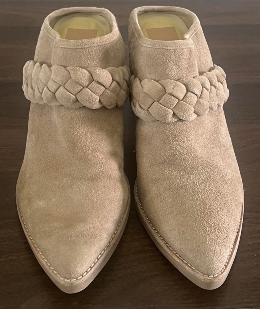 Dolce Vita Serla Braided Suede Heeled Mule Shoe Boots Women’s Size 9.5 Open Back