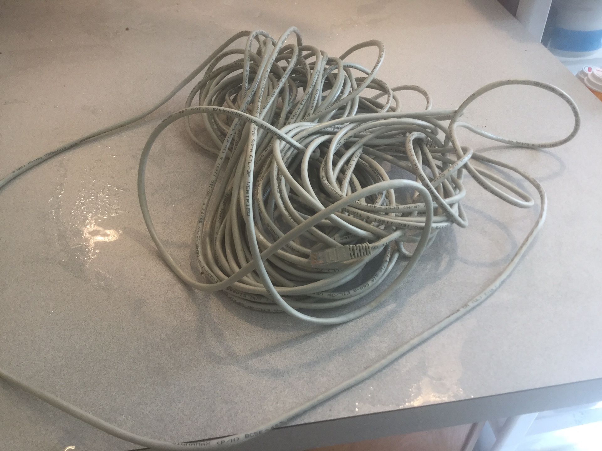 A long Ethernet cable. About 100 feet long