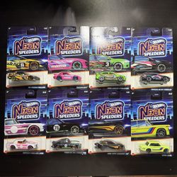 HOT WHEELS-NEON SPEEDERS ‘8 CAR COMPLETE SET “NEW FOR 2025”