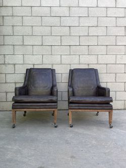 Leather Vintage Antique Mid Century Modern Chairs