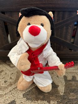 Elvis Presley Teddy Bear Plush with Guitar 14” Tall