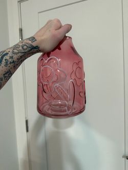 Pink glass flower vase
