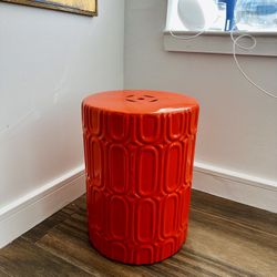Ceramic Decorative Indoor or Garden Stool, Orange  (<3 Months, $80 Value)